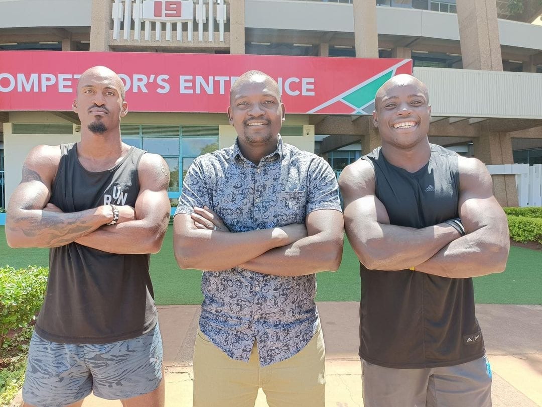 Bruintjes, coach Duncan Ayiemba and Ferdinand Omanyala